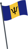 Barbados flag waving on pole. national flag pole transparent. png