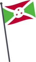 Burundi flag waving on pole. national flag pole transparent. png