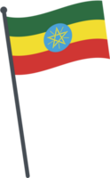 Ethiopie drapeau agitant sur pôle. nationale drapeau pôle transparent. png