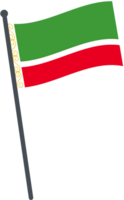 Chechen Republic flag waving on pole. national flag pole transparent. png
