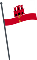 Gibraltar Flagge winken auf Pole. National Flagge Pole transparent. png