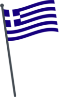 Greece flag waving on pole. national flag pole transparent. png