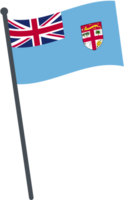 Fiji flag waving on pole. national flag pole transparent. png