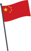 China flag waving on pole. national flag pole transparent. png