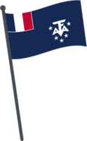 French Southern flag waving on pole. national flag pole transparent. png