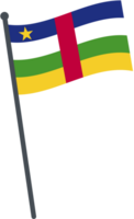 Central African flag waving on pole. national flag pole transparent. png