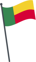 Benin flag waving on pole. national flag pole transparent. png