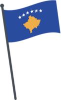 Kosovo bandeira acenando em pólo. nacional bandeira pólo transparente. png