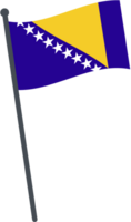 Bosnia flag waving on pole. national flag pole transparent. png