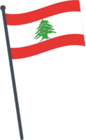 Lebanon flag waving on pole. national flag pole transparent. png