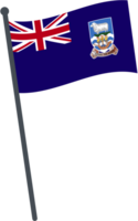 Falkland îles drapeau agitant sur pôle. nationale drapeau pôle transparent. png