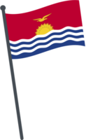 Kiribati flag waving on pole. national flag pole transparent. png