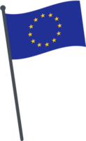 European flag waving on pole. national flag pole transparent. png