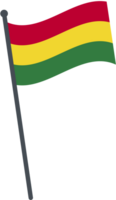 Bolivien Flagge winken auf Pole. National Flagge Pole transparent. png