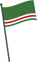 Chechen Republic flag waving on pole. national flag pole transparent. png