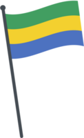 Gabon flag waving on pole. national flag pole transparent. png