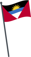 Antigua and Barbuda flag waving on pole. national flag pole transparent. png