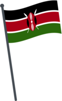 Kenia Flagge winken auf Pole. National Flagge Pole transparent. png