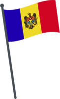 moldova bandiera agitando su polo. nazionale bandiera polo trasparente. png