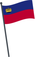 Liechtenstein flag waving on pole. national flag pole transparent. png