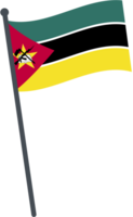 mozambique drapeau agitant sur pôle. nationale drapeau pôle transparent. png