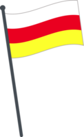 South Ossetia flag waving on pole. national flag pole transparent. png