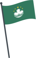 Macau flag waving on pole. national flag pole transparent. png