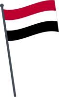 Yemen flag waving on pole. national flag pole transparent. png