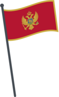 Montenegro bandeira acenando em pólo. nacional bandeira pólo transparente. png