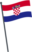 Croatie drapeau agitant sur pôle. nationale drapeau pôle transparent. png