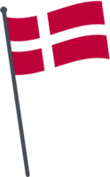 Danemark drapeau agitant sur pôle. nationale drapeau pôle transparent. png