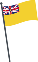 Niue flag waving on pole. national flag pole transparent. png