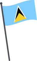 Saint Lucia flag waving on pole. national flag pole transparent. png