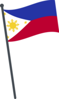 Filipinas bandeira acenando em pólo. nacional bandeira pólo transparente. png