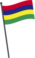 Maurícia bandeira acenando em pólo. nacional bandeira pólo transparente. png