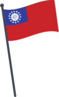 myanmar flag waving on pole. national flag pole transparent. png