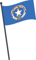 del Norte mariana isla bandera ondulación en polo. nacional bandera polo transparente. png