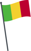 Mali flag waving on pole. national flag pole transparent. png