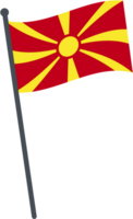 Macedonia flag waving on pole. national flag pole transparent. png