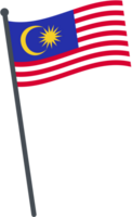 Malaisie drapeau agitant sur pôle. nationale drapeau pôle transparent. png