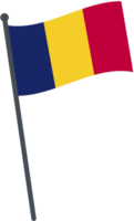 chad flag waving on pole. national flag pole transparent. png