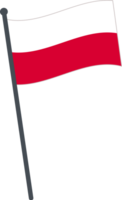 Poland flag waving on pole. national flag pole transparent. png