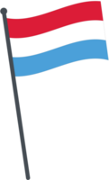 Luxembourg flag waving on pole. national flag pole transparent. png