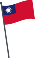 Taiwan flag waving on pole. national flag pole transparent. png