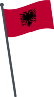 Albanien Flagge winken auf Pole. National Flagge Pole transparent. png