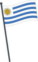 Uruguay flag waving on pole. national flag pole transparent. png