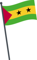 Sao Tome and Principe flag waving on pole. national flag pole transparent. png