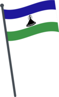 Lesotho flag waving on pole. national flag pole transparent. png