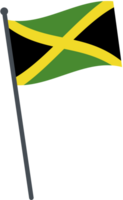 Jamaica flag waving on pole. national flag pole transparent. png