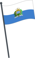 san marino bandeira acenando em pólo. nacional bandeira pólo transparente. png